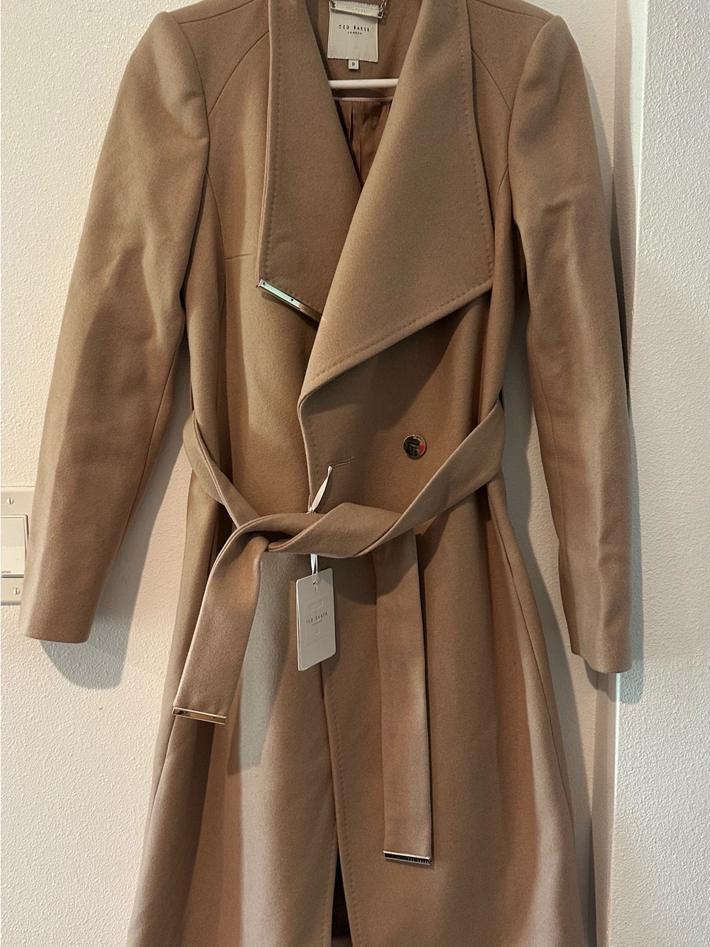 Ted Baker Tan Wrap Trench Coat with Tie Belt